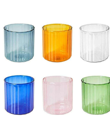 Vibrant Heat-Resistant Glass Mug Collection - Set of 6 Stylish Cups for Every Occasion