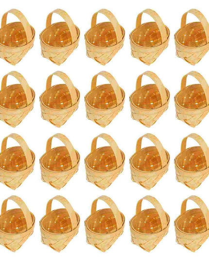 Set of 20 Delightful Miniature Woven Wooden Baskets for Celebratory Occasions