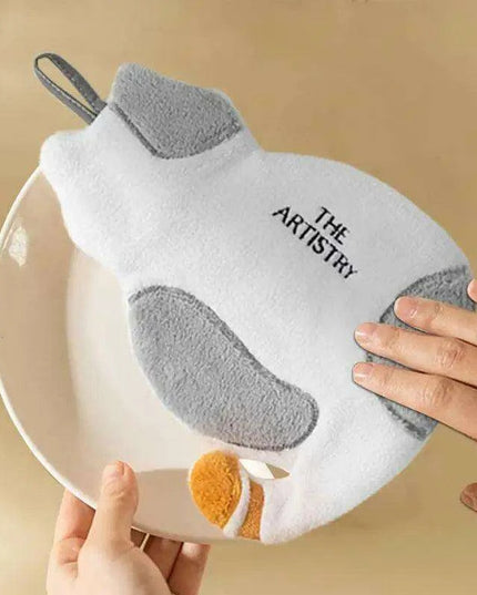 Adorable Cat-Themed Quick-Dry Coral Fleece Towel Set - Plush Hand Towel Essentials