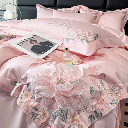 Beautiful Life 888 Luxury 100% Cotton Embroidered Duvet Cover Set, 4pc