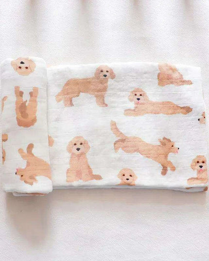 Bamboo Cotton Muslin Baby Swaddle Blanket - Adorable Animal Print for Cozy Comfort