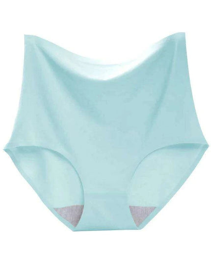 Chic Plus Size High Waist Ice Silk Seamless Briefs for Women - Shaping Underwear with Abdomen and Hip Enhancing Features