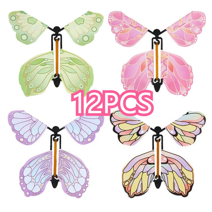 12-Piece Wind-Up Flying Butterfly Set for Parties & Greeting Cards
