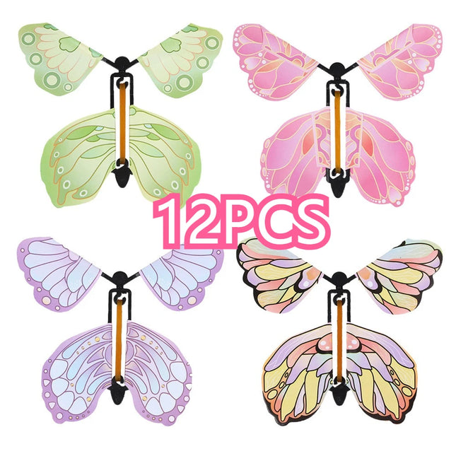 12-Piece Wind-Up Flying Butterfly Set for Parties & Greeting Cards