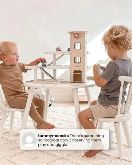 Kids' Artistic Play Wooden Table and Chair Set - Safe Certified Modern Grey Design