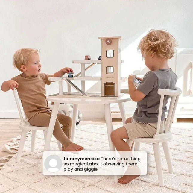 Kids' Artistic Play Wooden Table and Chair Set - Safe Certified Modern Grey Design