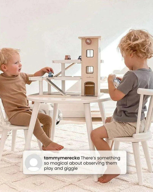Kids' Artistic Play Wooden Table and Chair Set - Safe Certified Modern Grey Design