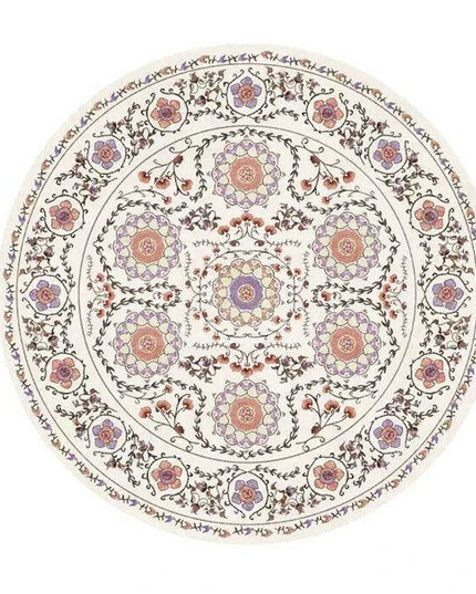 Vintage European Round Plush Area Rug - Soft, Washable Carpet for Cozy Spaces