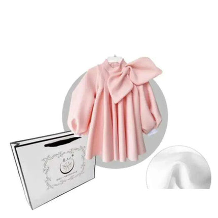 Charming Boutique Princess Dress for Girls with Elegant Bow and Puff Sleeves