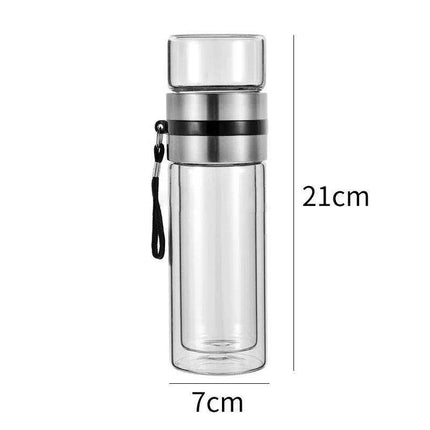 Eco-Friendly 400ML Borosilicate Glass Tea Infuser Bottle with Double Layer Design