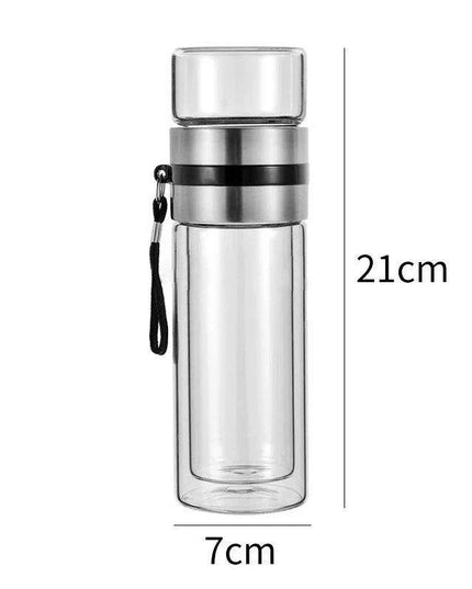 Eco-Friendly 400ML Borosilicate Glass Tea Infuser Bottle with Double Layer Design