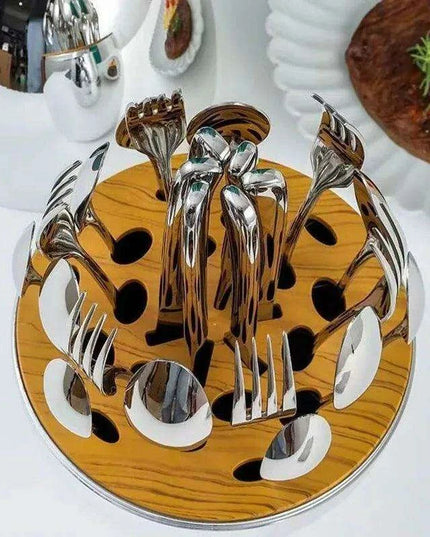 Elegant 24-Piece Golden Egg Design Stainless Steel Cutlery Set