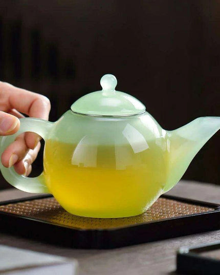 Sophisticated Jade Porcelain Glass Teapot Set with Stainless Steel Infuser - Ideal for Tea Aficionados