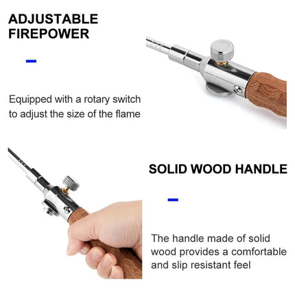 Camping Long Flame Gas Burner – Portable BBQ Igniter with Wood