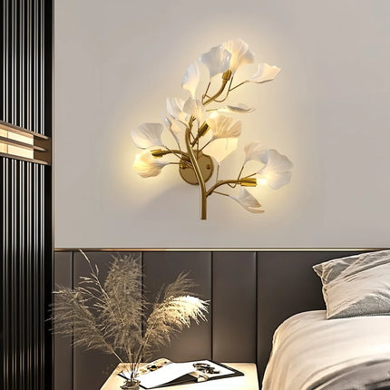 Luxury Gold Ginkgo Leaf LED Wall Sconce