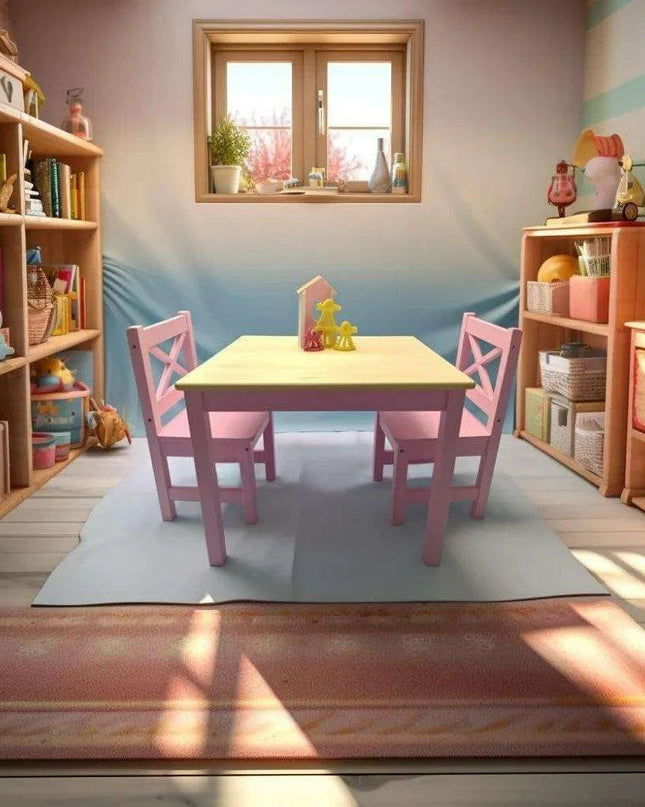 Charming Pink Wooden Table and Chair Set for Girls Aged 2-8 - Safe and Durable Design