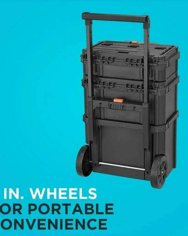 Stackable Wheeled Toolbox Organizer Set - The Ultimate Portable Storage Solution