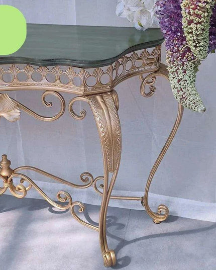 Ginkgo Elegance: Vintage American Botanical Console Table with Timeless Charm