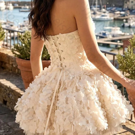 Strapless Floral Petal A-Line Cocktail Dress — Elegant Evening & Prom Gown