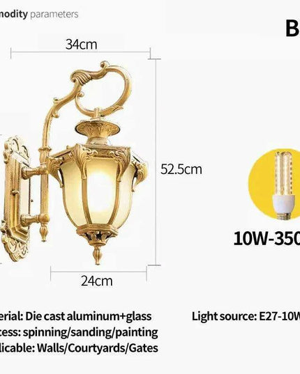Elegant Waterproof Outdoor Wall Lantern for European-Style Gardens and Patios