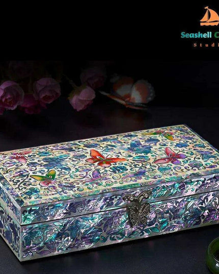 Exquisite Mother of Pearl Butterfly Keepsake Box with Elegant Lid