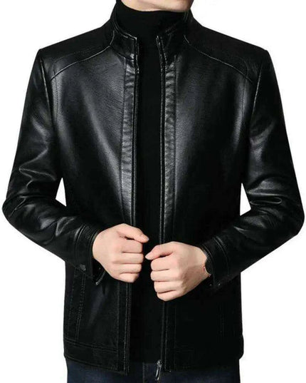 Men's Stylish Faux Leather Biker Jacket - Warm and Windproof Outerwear