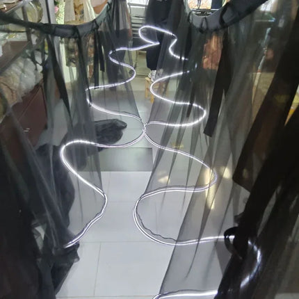 LED Wave Gauze Curtain with String Lights