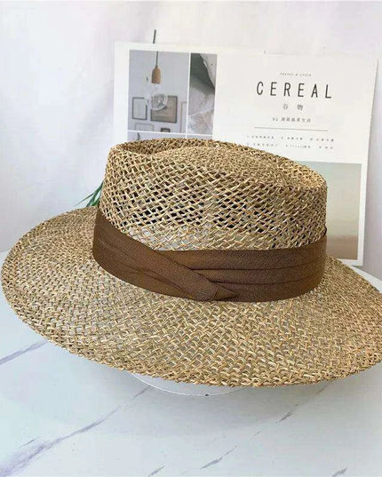 Chic Adjustable Wide Brim Straw Hat for Women - Stylish Sun Protection Beach Accessory Available in 50 Colors