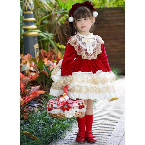 Enchanting Girls' Long Sleeve Spanish Court Tutu Dress - Kids' Lolita Costume