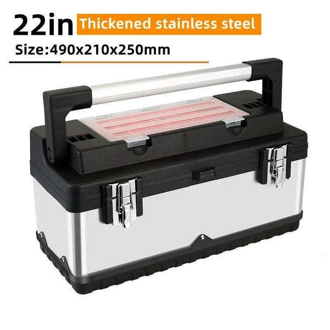 Elite Stainless Steel Toolbox with Dual Secure Storage and Innovative Security Features