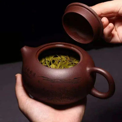 Handcrafted Yixing Purple Clay Teapot for Traditional Kung Fu Tea Ceremony