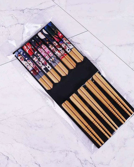 Eco-Friendly Bamboo Chopsticks Set - 5 Pairs for Sushi and Asian Delicacies
