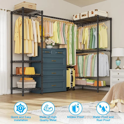 58-82"W x 30"D x 72"H Carbon Steel Clothes Rack Expandable Rod Corner 58-82w-x-30d-x-72h-carbon-steel-clothes-rack-expandable-rod-corner