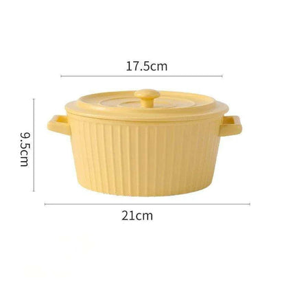 Elegant Heat-Insulating Ceramic Soup Bowl with Lid - Ideal for Ramen and Hearty Dishes