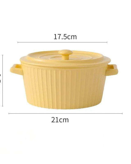 Elegant Heat-Insulating Ceramic Soup Bowl with Lid - Ideal for Ramen and Hearty Dishes