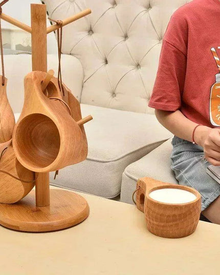 Artisan Acacia Wood Adventure Mug with Stylish Rope Handle - Your Unique Outdoor Drinkware