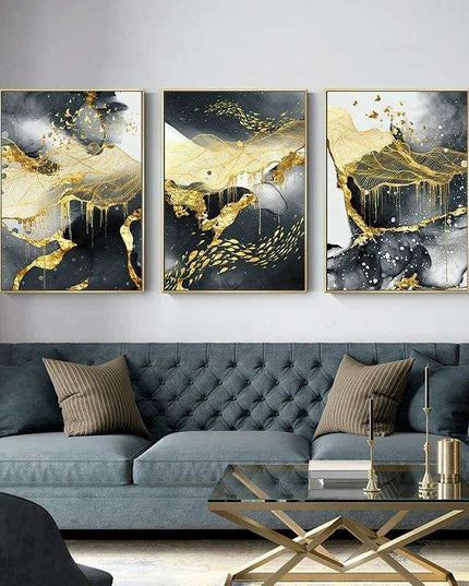 Luxe Golden Marble Canvas Art: Elevate Your Contemporary Home Aesthetic
