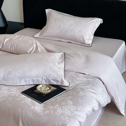 Long Staple Cotton Jacquard Bedding Set – Luxury Duvet Cover, Bedsheet & Pillowcases