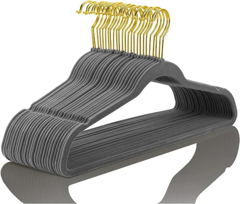 Elegant Teal Velvet Hanger Collection - 50 Premium Hangers with 360-Degree Gold Hooks