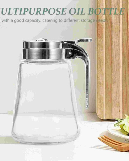 Stylish Glass and Stainless Steel Syrup & Cream Dispenser Duo - Essential Kitchen Set
