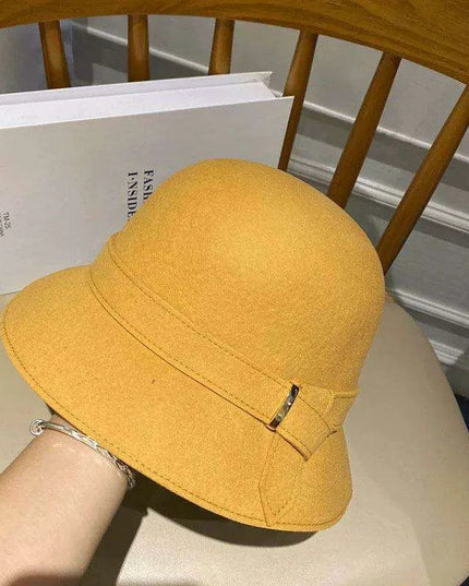 Chic Japanese Wool Fisherman Hat - Elegant Basin Headwear for Women