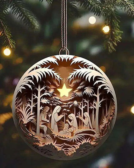 Elegant Acrylic Jesus Nativity Family Christmas Tree Decor Ornament Set