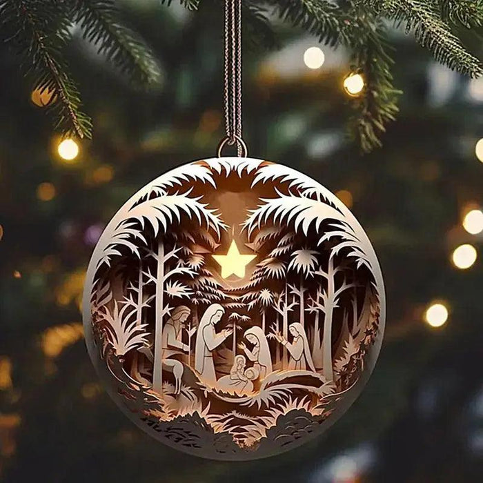 Elegant Acrylic Jesus Nativity Family Christmas Tree Decor Ornament Set