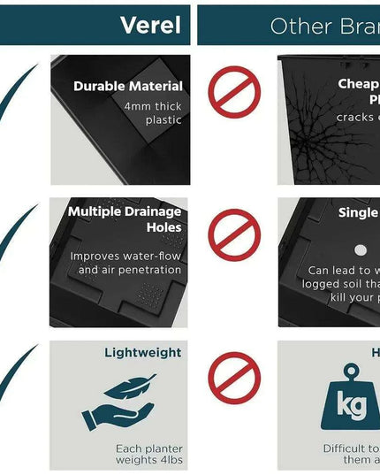 Sleek Black Tall Planters Set - 24-Inch Outdoor Flower Pot Collection