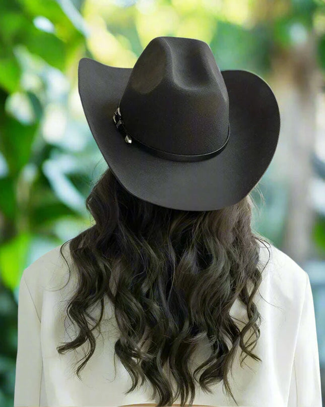 Stylish Women's Wide Brim Wool Cowboy Hat with Buckle Accent - Fall/Winter Collection (M/L Size)