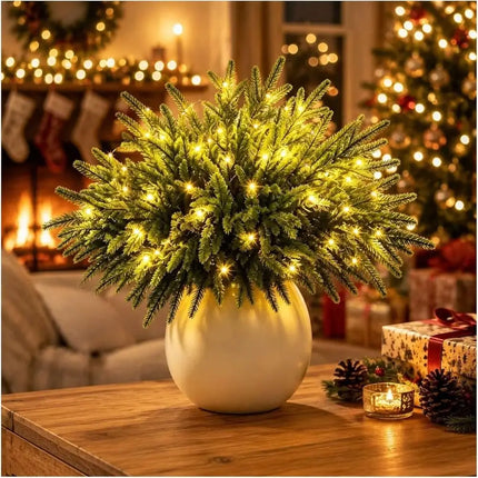 Artificial Pine Branches with Battery-Powered Warm LED Lights, 41 cm