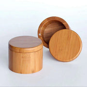 Bamboo Salt Box Organizer with Magnetic Swivel Lid - Stylish Kitchen Essential