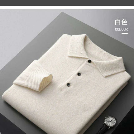 Luxurious Men's 100% Pure Wool Cashmere Polo Neck Sweater