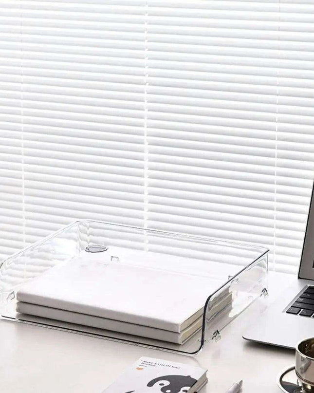 Transparent Acrylic A4 File Storage Organizer - Stackable Desktop Rack for Papers and Magazines
