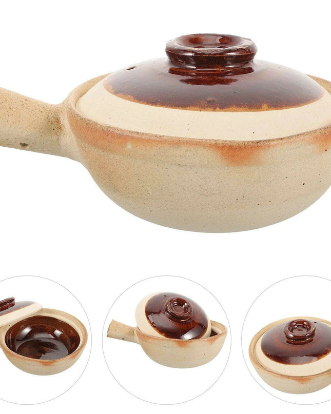 Rustic Charm Clay Casserole Pot - Versatile Earthenware Dish with Lid for Exquisite Home Cooking